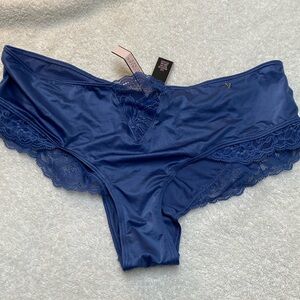 Victoria's Secret Blue Cheeky Panty with Lace Trim NWT